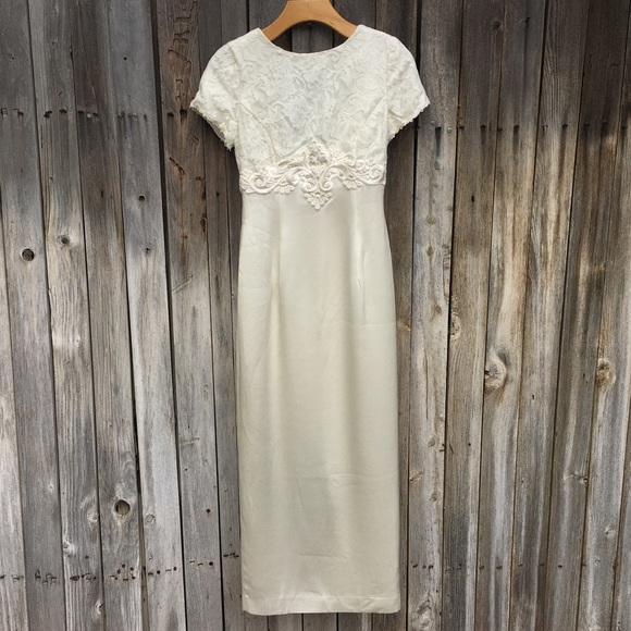 Vintage 80’s Scott McClintock Lace Maxi Dress Cream 4 - Picture 15 of 15